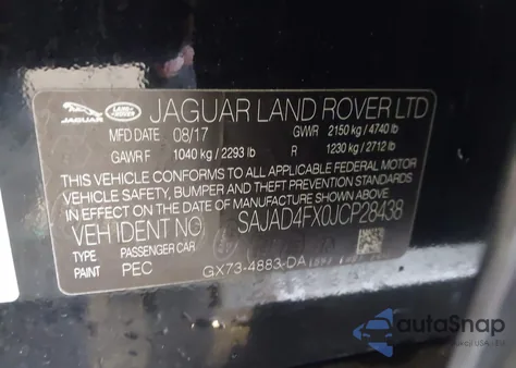 2018 Jaguar Xe 25T Premium from USA, damaged, VIN SAJAD4FX0JCP28438